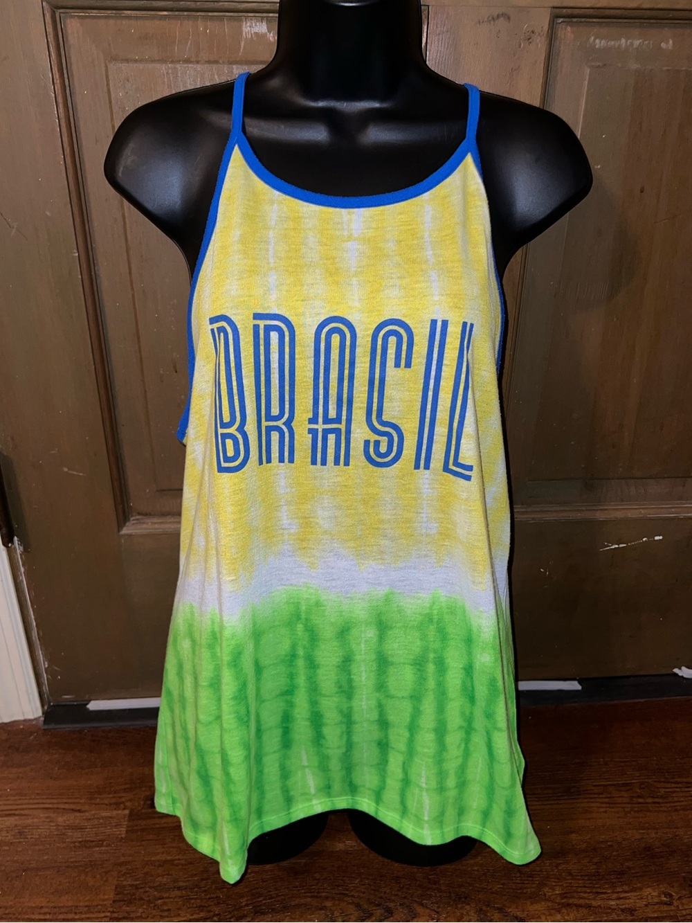 City Streets Brazil Tie-Dye Streetwear Casual Razorback Tank Top Size L